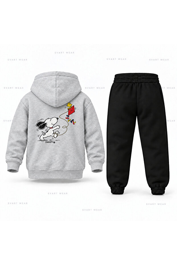 Snoopy Ucurtma Printed Children's Hooded Tracksuit Set