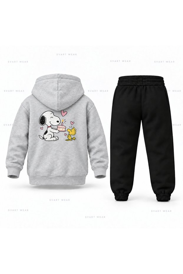 Snoopy Surprise Cake Printed Children's Hooded Tracksuit Set