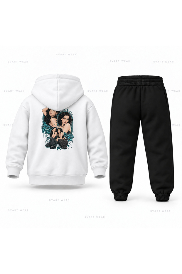 Katseye Two-Friendly Collage Printed Children's Hooded Tracksuit Set
