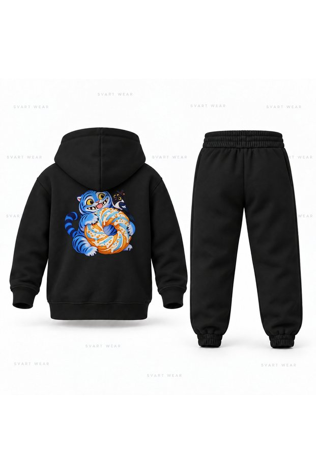 Kpop Demon Hunters Derpy Simit Printed Children's Hooded Tracksuit Set