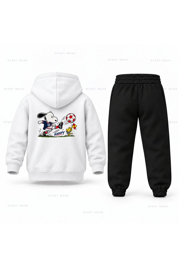 Snoopy Football Day Printed Children's Hooded Tracksuit Set