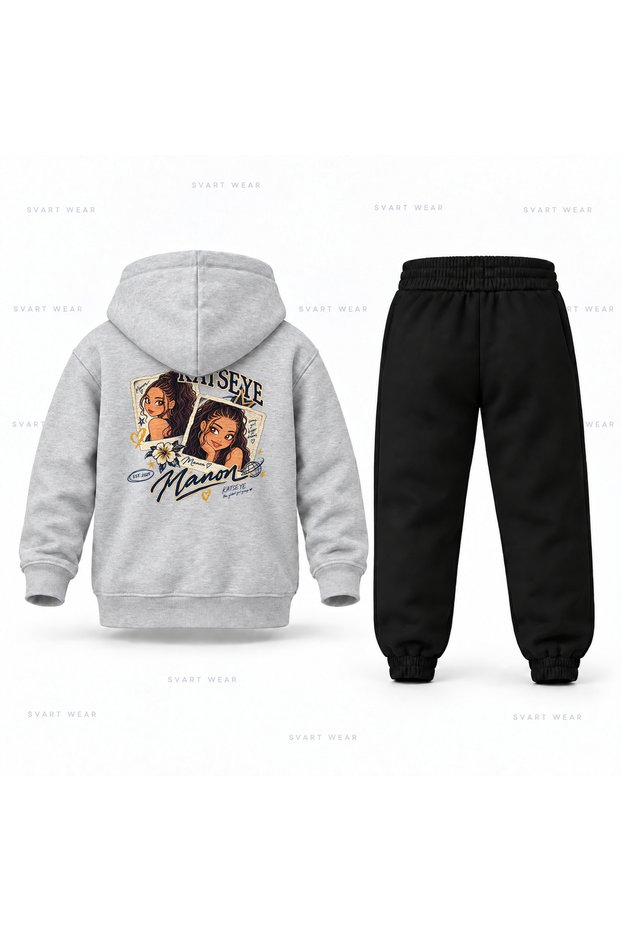Katseye Manon Postcard Printed Children's Hooded Tracksuit Set