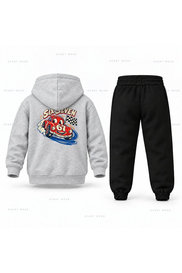 Six Seven 67 Yaris Arabasi 67 Printed Children's Hooded Tracksuit Set
