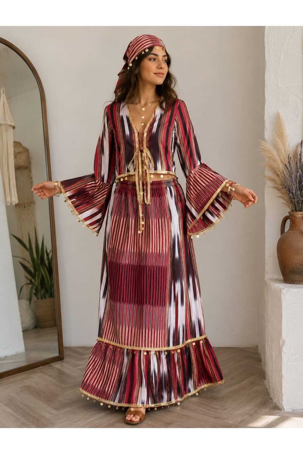 Keşan Fabric Bandana Suit with Bolero Skirt for Special Occasions