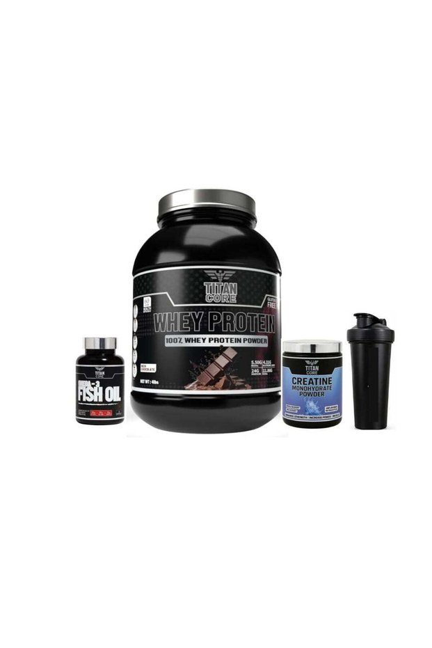 whey protein 1.8kg+ creatine monohydrate 300g+titan core omega-3 free shaker