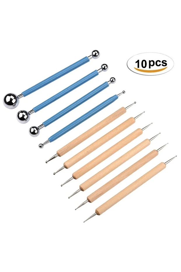 10pcs Polymer Modeling Clay Sculpting Tools Dotting Pen Ball Stylus, Pottery Ceramic Clay Indentatio