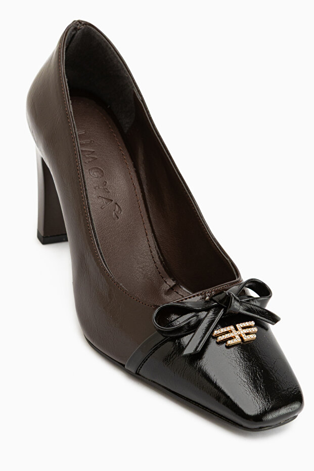 Dina Brown Bow Detailed Women's Heeled Shoes