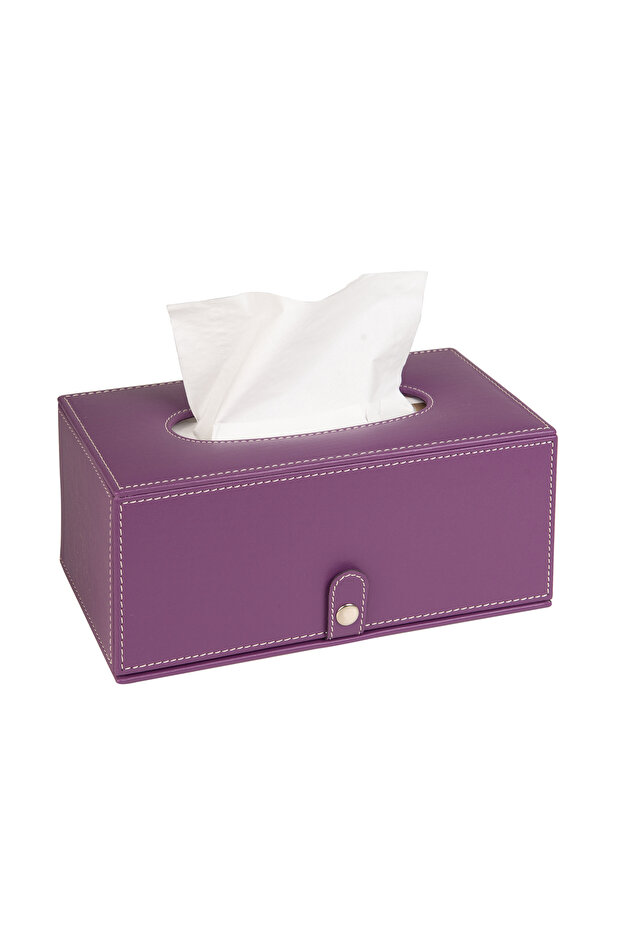 Premium Design Vegan Leather Tissue and Napkin Box Maxi Size Napkin Holder 24X13X10 cm Lilac