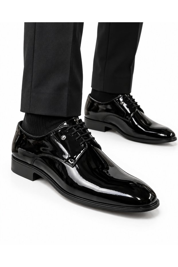 Men's Classic Lace-Up Shoes with Patent Leather and Matte Options, Groom's Suit, Office, Special Occasion Shoes
