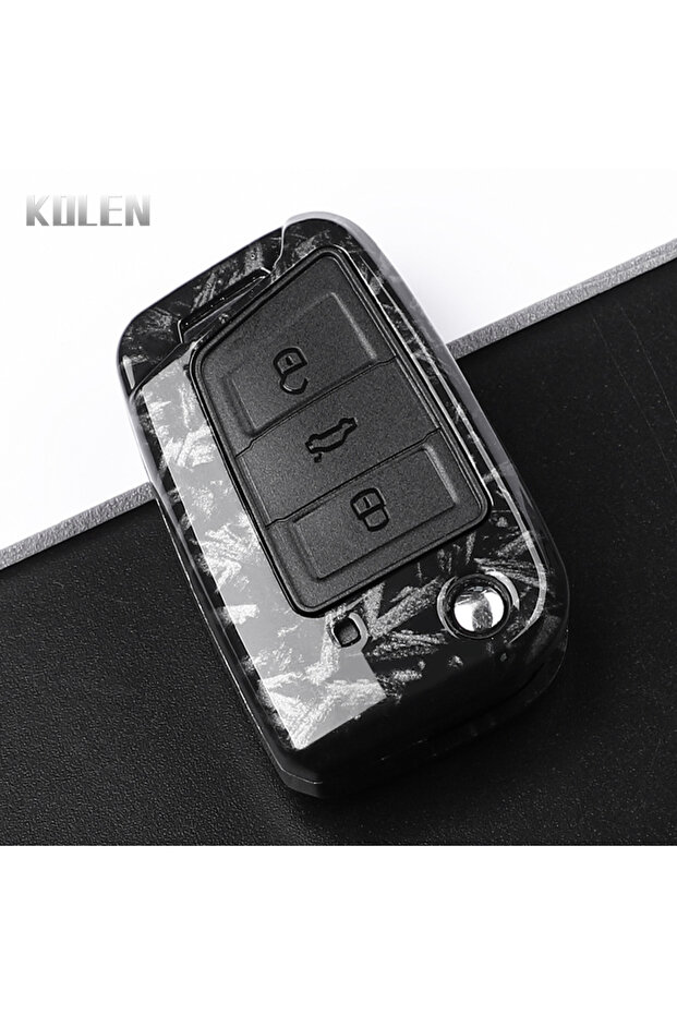 3 BTN F-Carbon 3 4 Buttons Carbon Fiber Car Key Case Cover For VW Volkswagen Golf 7 Tiguan MK2 For S