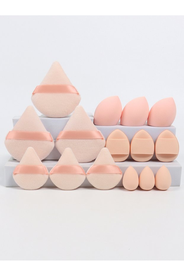10 Multi Effect 15 Piece Set 3 Loose Powder Puffs&3 Mini Loose Powder Puffs&3 Medium-Sized Eggs&3 Mi