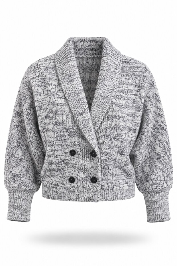 Navy Blue Belted Oversize Knitwear Cardigan 2729