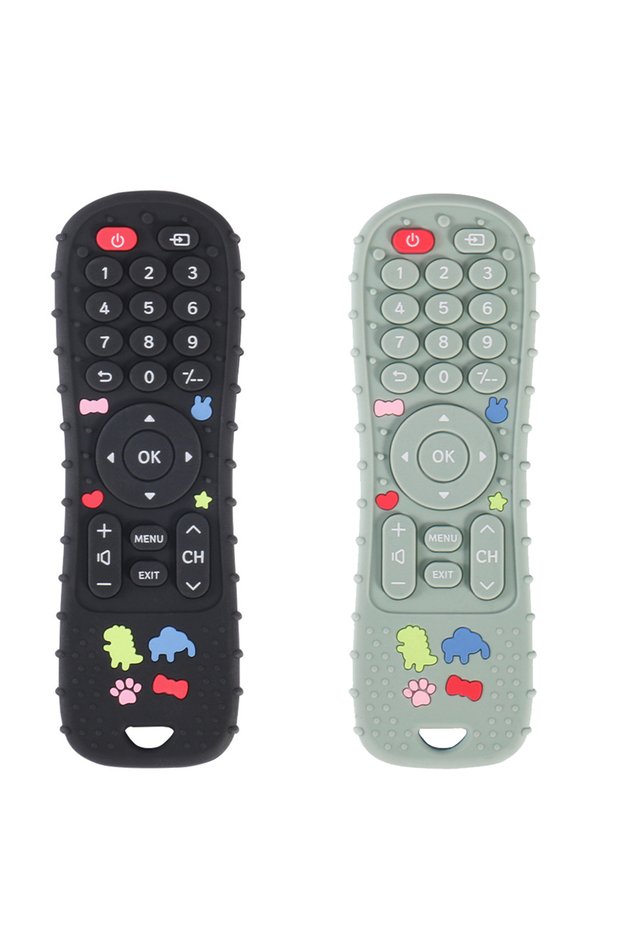 2pcs A Soft Silicone Teether in Remote Control Shape Ideal Soft Teething Toy for Babies Perfect Chil