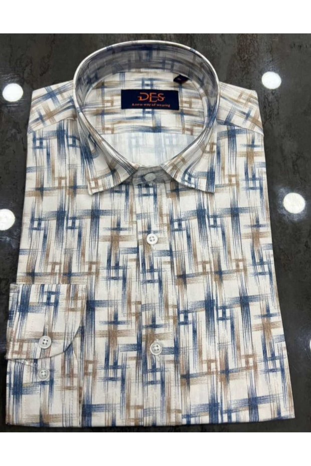 Regularfit Poplin Patterned Digital Print Men's Shirt 100% Cotton