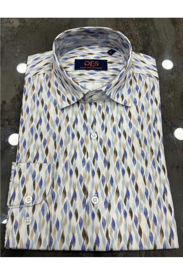 Regularfit Poplin Patterned Digital Print Men's Shirt 100% Cotton