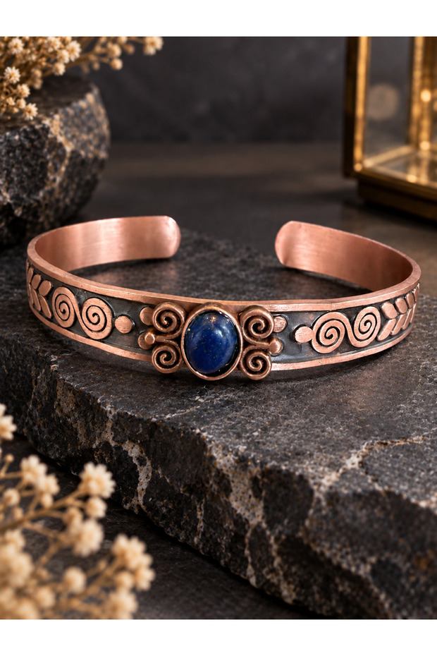 Pure copper bracelet natural stone handmade copper bracelet, lapis lazuli bracelet