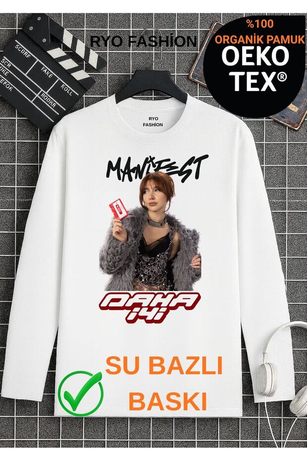 Manifest Better Zoktay Mina Esin Hilal Sueda Lidya Design Long Sleeve T-Shirt 100% Organic Cotton White