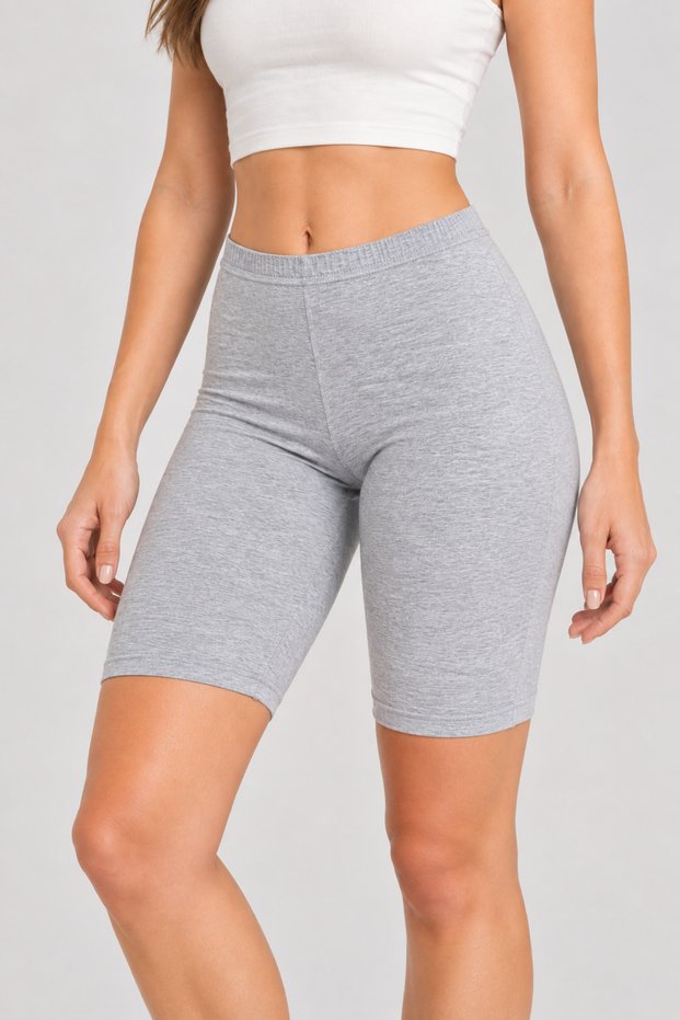 Women's Cotton Stretchy Above Knee Biker Leggings Casual Basic