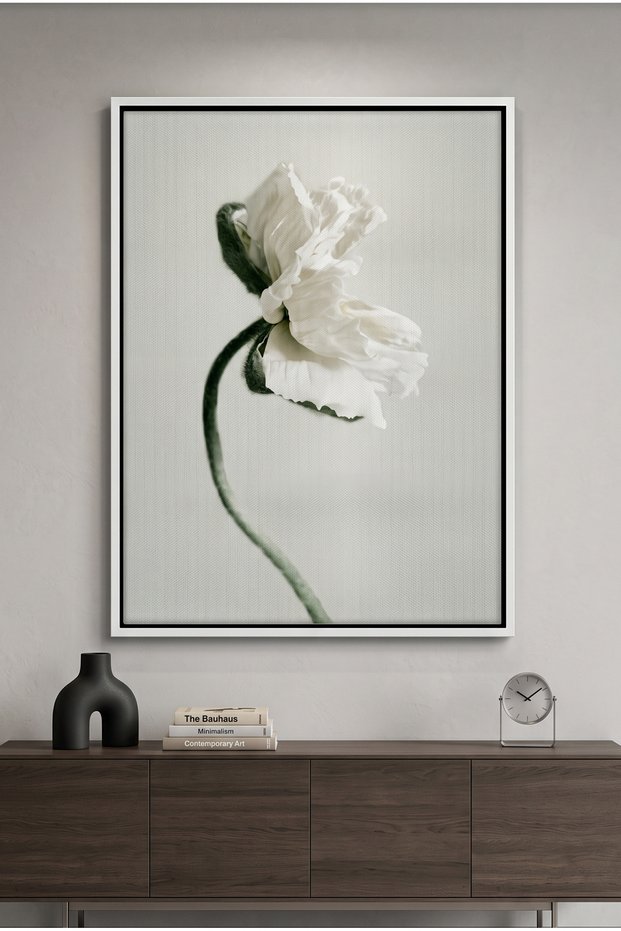 Poppy Flower Nature Wall Art | Portrait Framed Canvas Print | Luxury Modern Botanical Decor for Living Room