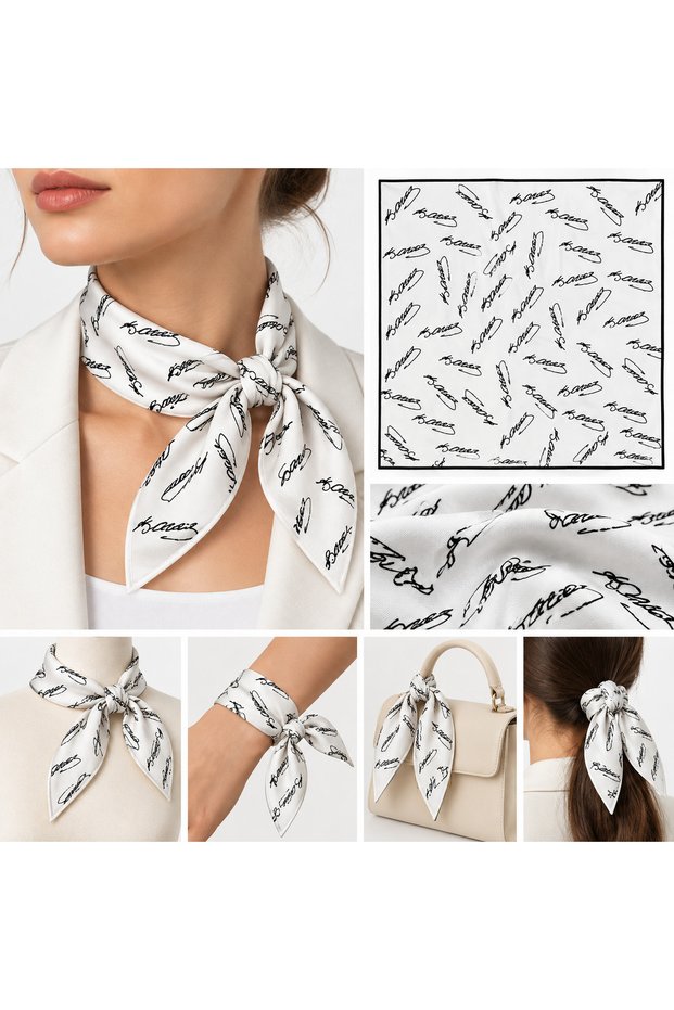 K. Atatürk Signature Patterned Cotton Neck Scarf