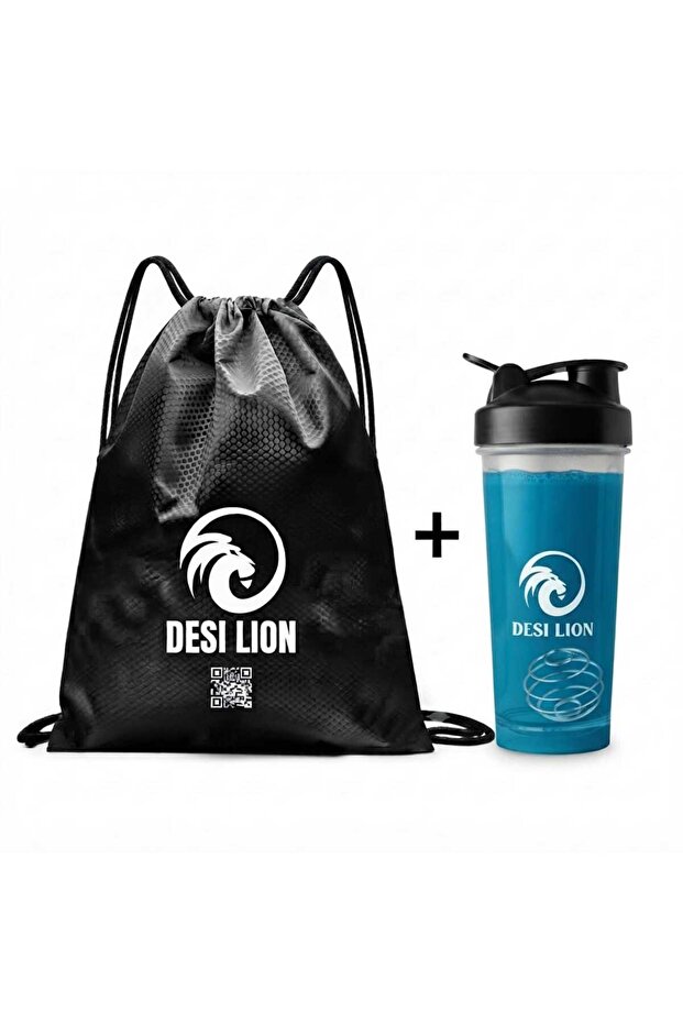 Protein Shaker Bottle 700ml with Mixing Ball & Black Drawstring Gym Bag Combo