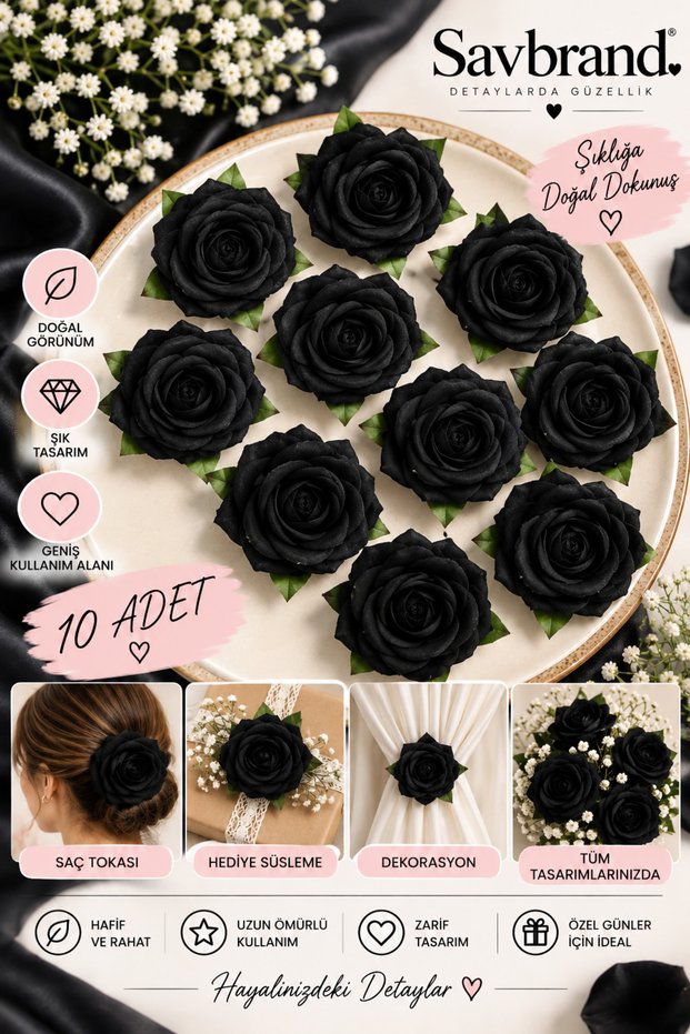 Velvet Rose Flower Hair Clip and Brooch – Decorative Hairpin – Stylish Accessory