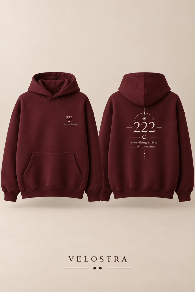 Unisex Manifest Printed Daily Use Comfortable Burgundy 3 Thread Combed Cotton Hooded Sweatshirt