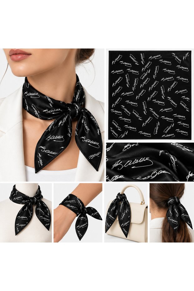 K. Atatürk Signature Patterned Cotton Neck Scarf