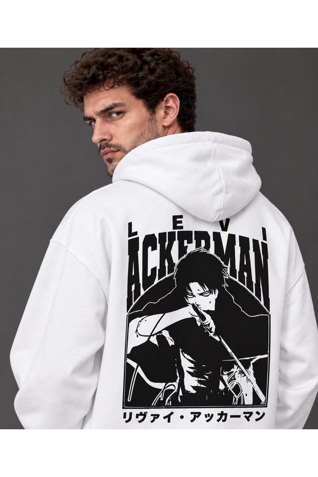Attack on Titan Levi Ackerman Hoodie – Anime Printed Oversize Unisex Hooded Sweatshirt