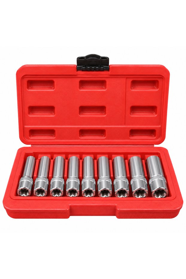 Arm Professional 9 Piece 1/2 Inch Long E-Torx Socket Set with Bag