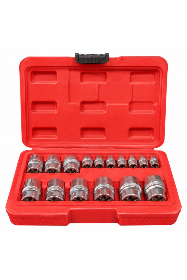 Arm Professional 16 Piece 1/2 and 1/4 Inch E-Torx Socket Set with Bag
