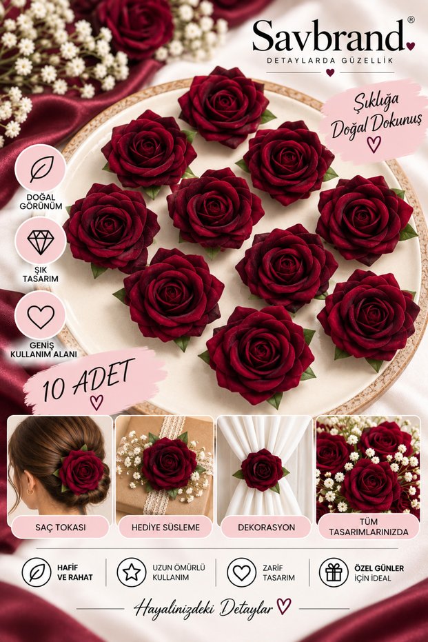 Velvet Rose Flower Hair Clip and Brooch – Decorative Hairpin – Stylish Accessory