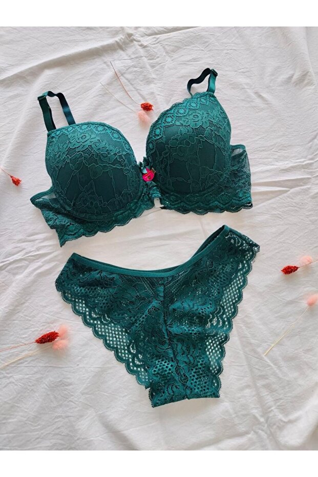 Lace Hollow Bra Panty Set - 2-Piece Women's Lingerie Set Without Sponge Wire