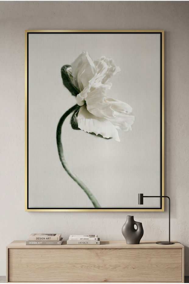Poppy Flower Nature Wall Art | Portrait Framed Canvas Print | Luxury Modern Botanical Decor for Living Room