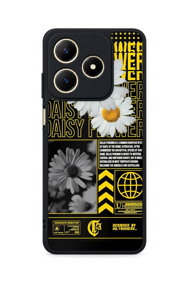 حافظة مقاومة للصدمات متوافقة مع Realme C61 مع حماية للكاميرا بنمط Asteraceae