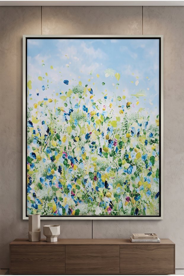 Vibrant Impressionist Nature Wall Art | Portrait Framed Canvas Print | Luxury Modern Botanical Decor for Living Room