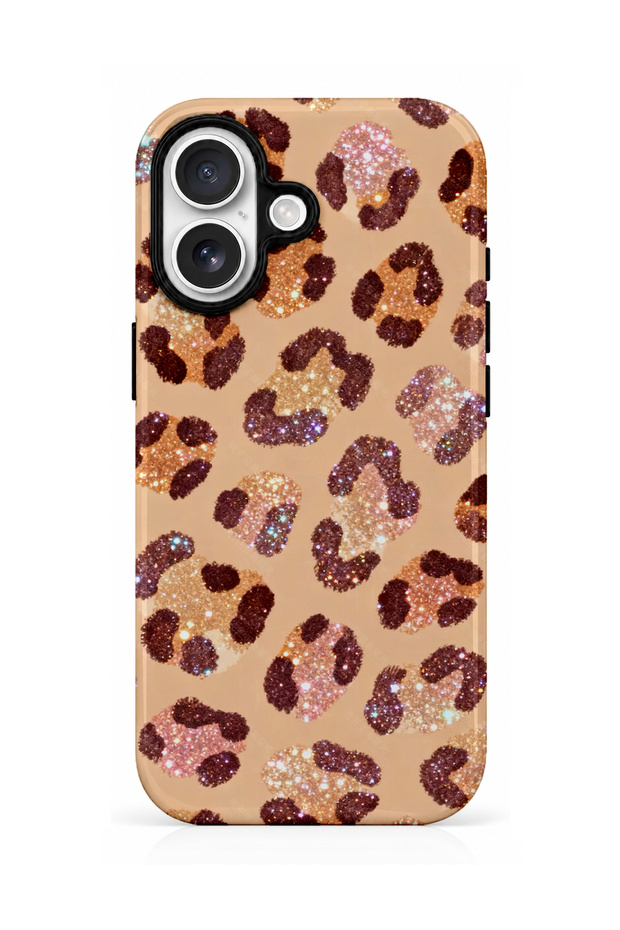 iPhone 17 Compatible - Beige Leopard Pattern, Dual Layer Cover, Glossy Surface Protective Case