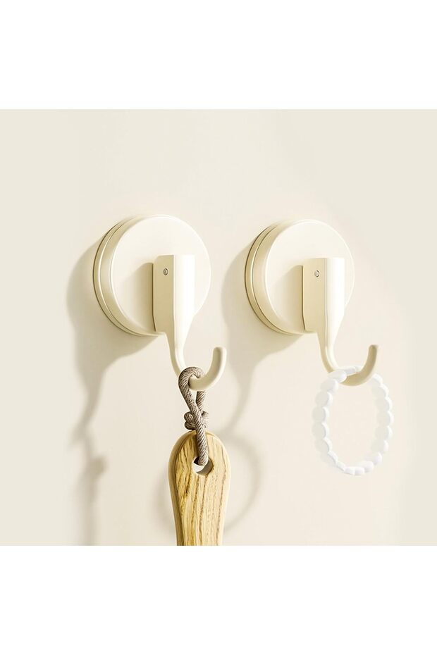Heavy Duty Shower Suction Hooks for Towel and Robe,2 Pack Strong Vacuum Suction Cup Hooks,No Drill Bathroom Wall Hooks