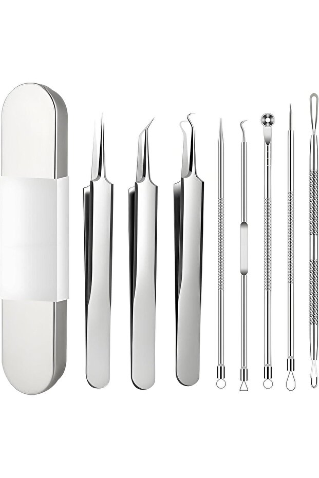 8-Piece Stainless Steel Blackhead and Pimple Remover Kit,Professional Pore Cleaner and Extractor Tool Set