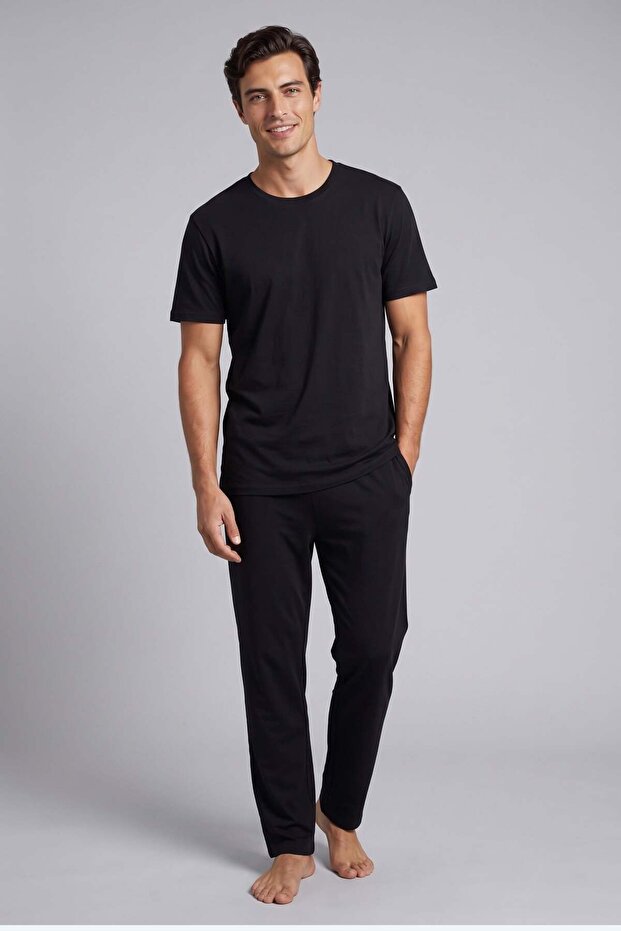 Men's Cotton Pajama Set Black