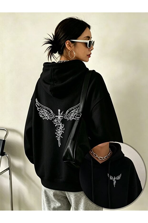 Gothic Graphic Detail Oversize Unisex Sweatshirt