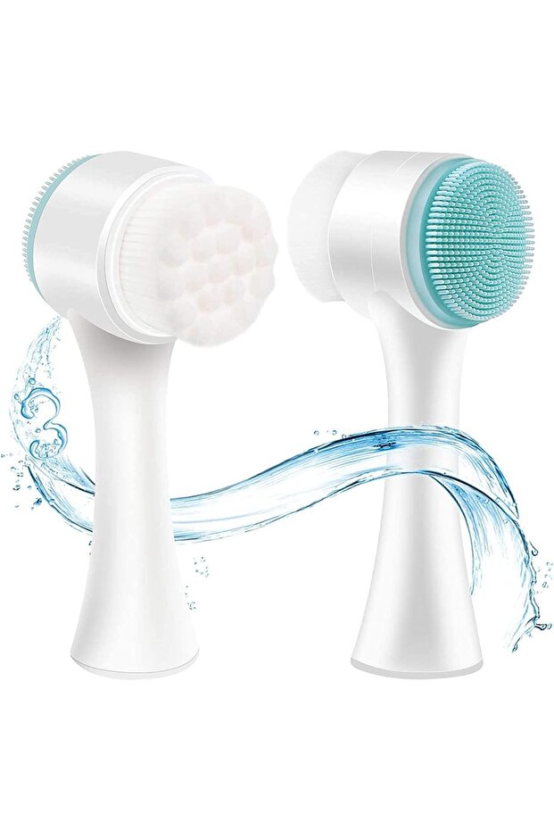 Manual 2-in-1 Facial Cleansing Brush,Silicone Exfoliating and Massaging Face Brush for Deep Pore Cleansing