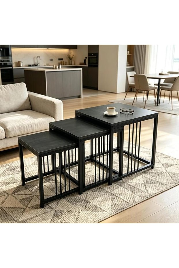 3-Piece Nesting Coffee Table, Modern Luxury Living Room side table Set