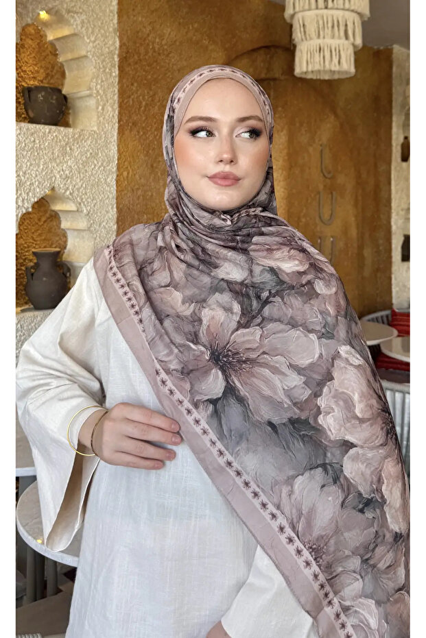 Desenli Bambu Kraş Aura Şal
