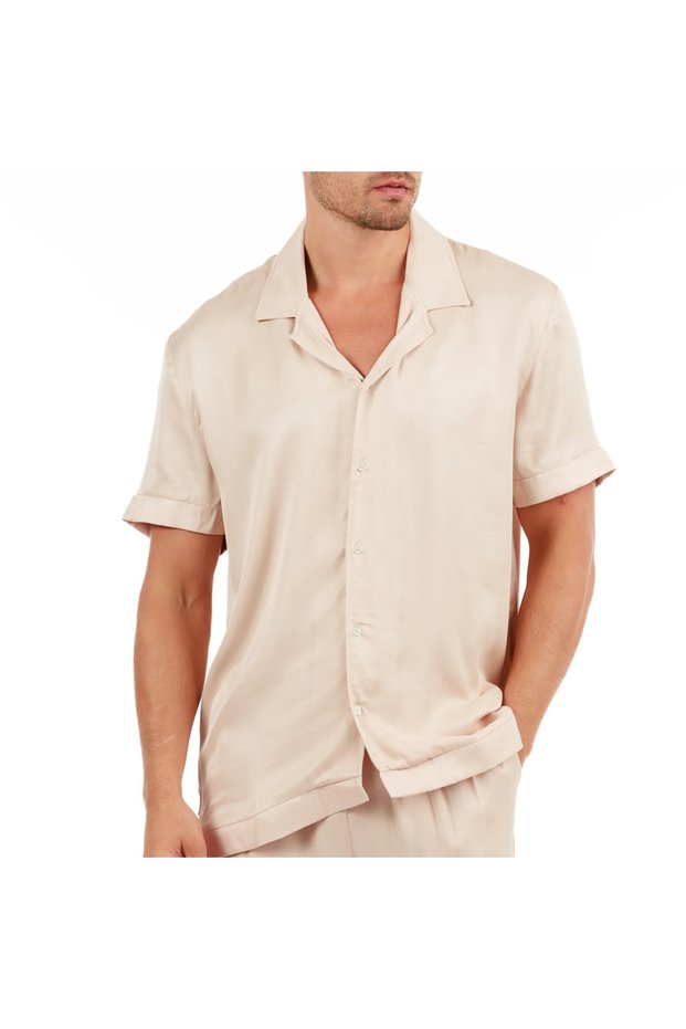 SILK SHIRT SHORT SLEEVE - SAND