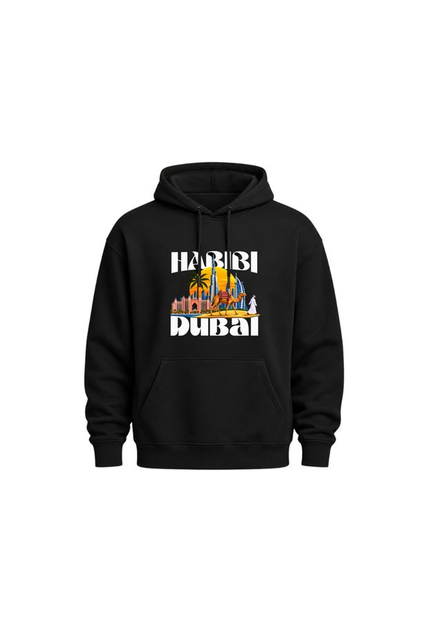 Dubai Skyline Hoodie - Soft Cotton Pullover - Casual Fashion Hoodie for Men and Women - Long Sleeve with Drawstring and Pockets