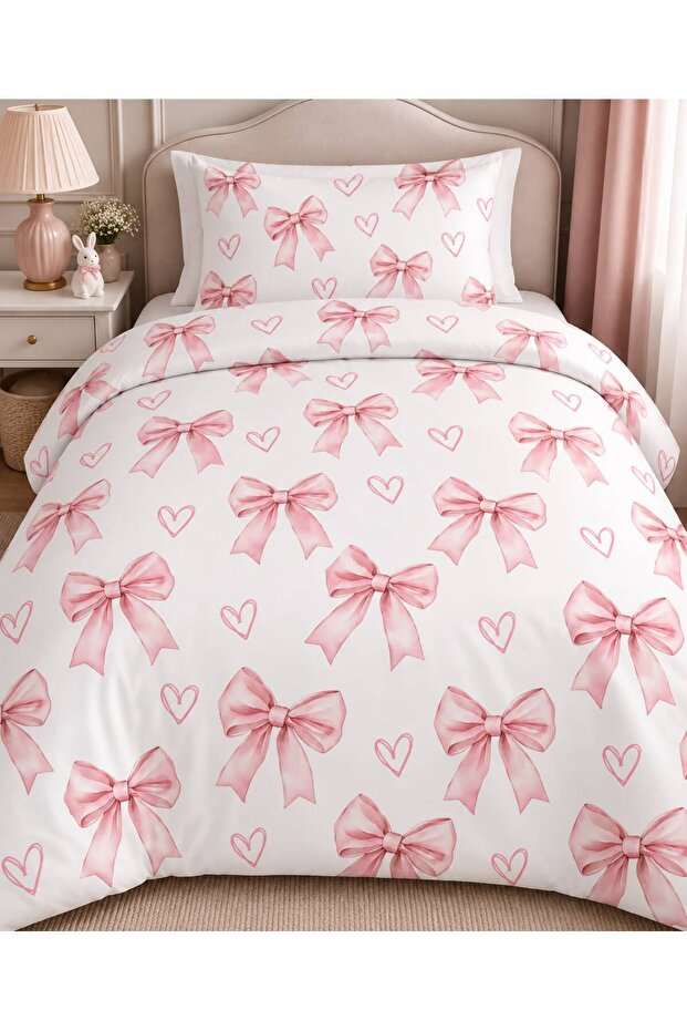 Soft Bow Design, Single Duvet Cover Set (Without Sheets)