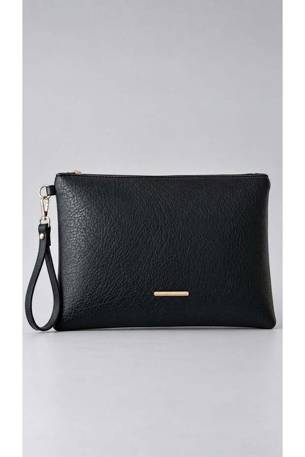 Black Women's Zippered Handbag with Wrist Strap for Daily and Special Occasions