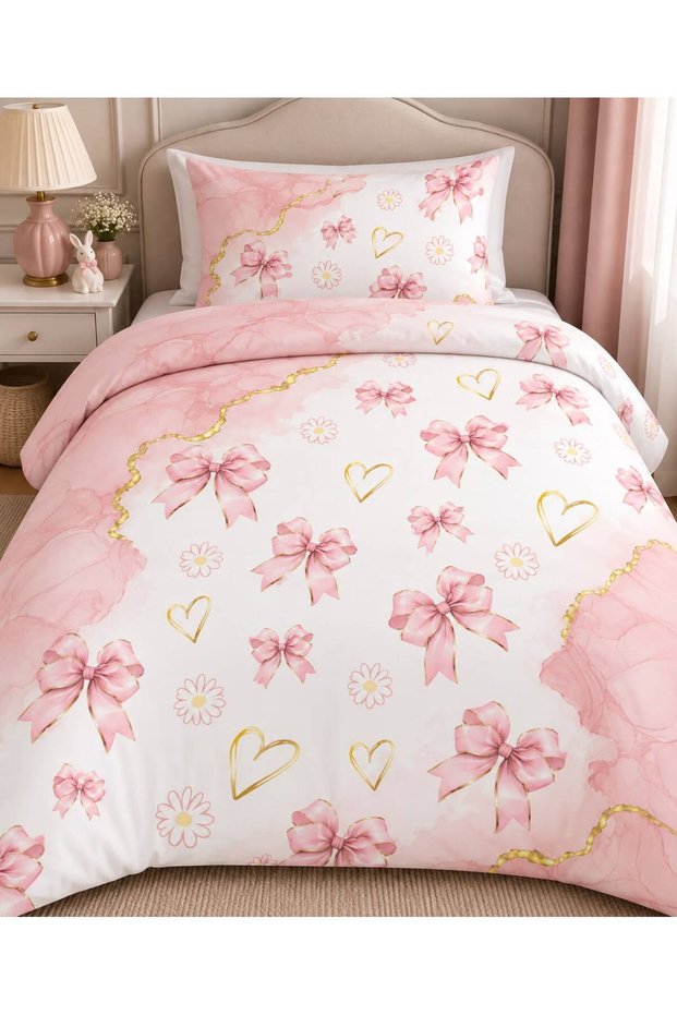 Soft Bow Design, Single Duvet Cover Set (Without Sheets)
