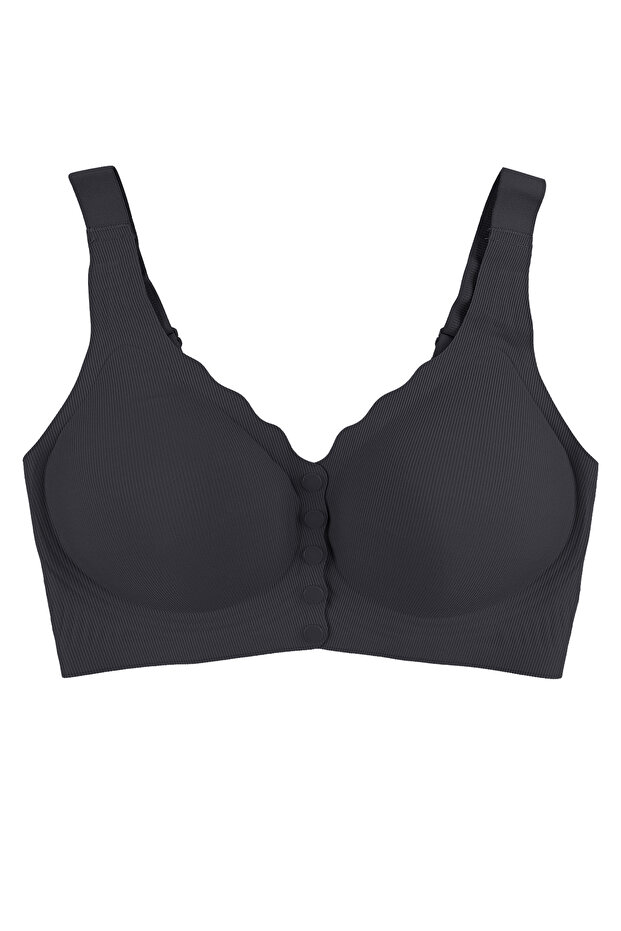 Seamless Gathering Non-Marking Front Clasp Plus Size Ribbed Padded Bra